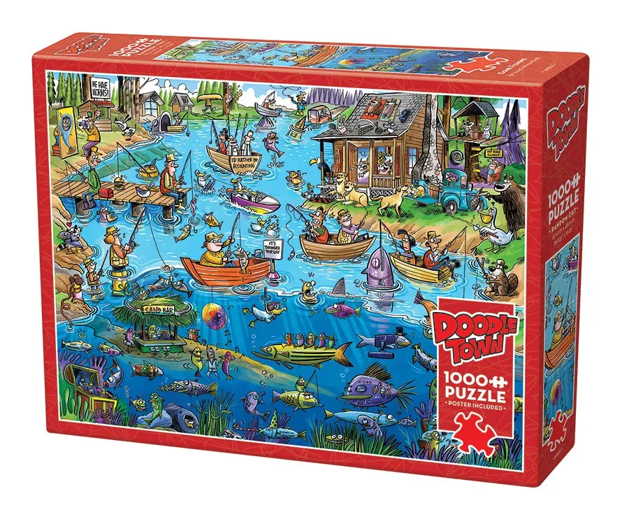 Cobble Hill DoodleTown Gone Fishing puzzle 1000 piese