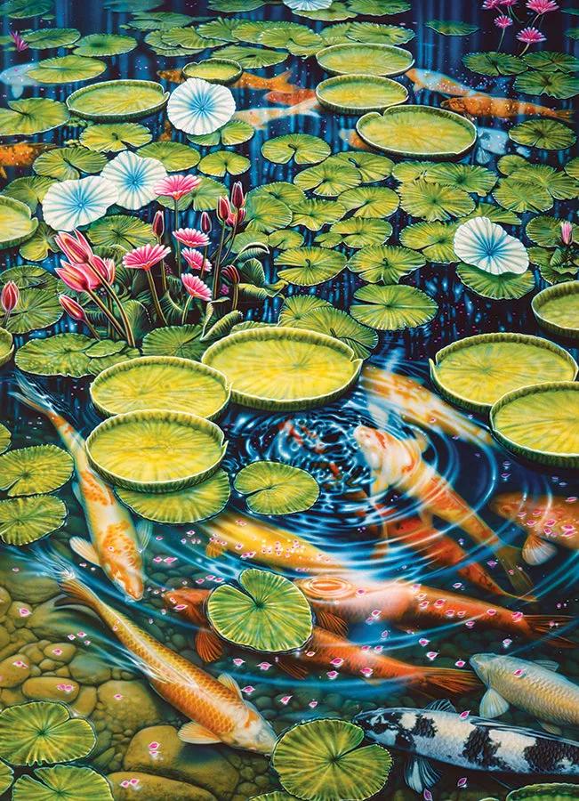 Cobble Hill Koi Pond puzzle 1000 piese crapi koi
