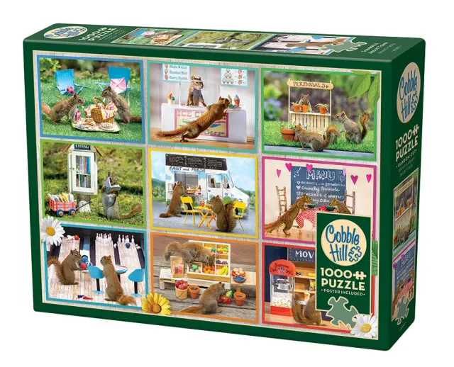 Cobble Hill Squirrels Around Town puzzle 1000 piese veverite