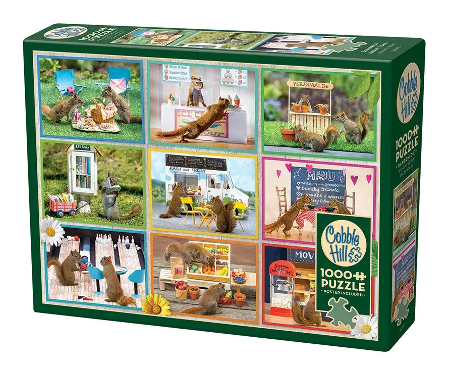 Cobble Hill Squirrels Around Town puzzle 1000 piese veverite