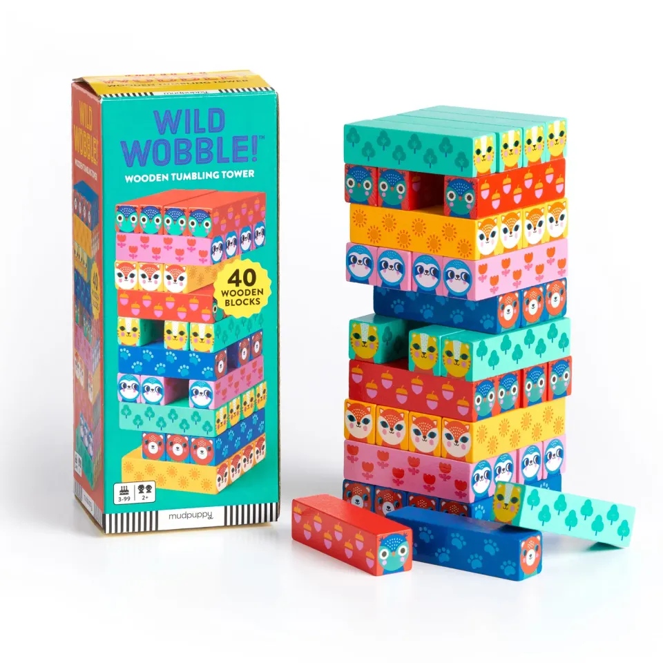 Mudpuppy Wild Wobble joc turn lemn 40 piese