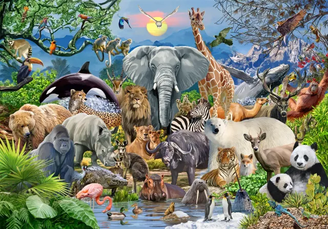 Mosaic Puzzles Animals in the Wild puzzle lemn 100 piese animale