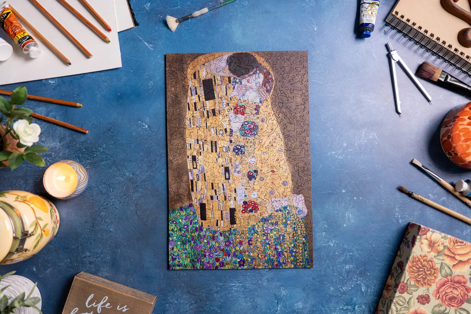 Mosaic Puzzles The Kiss by Klimt puzzle lemn 100 piese arta