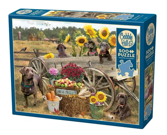 Cobble Hill Choc Wagon puzzle 500 piese cu labradori