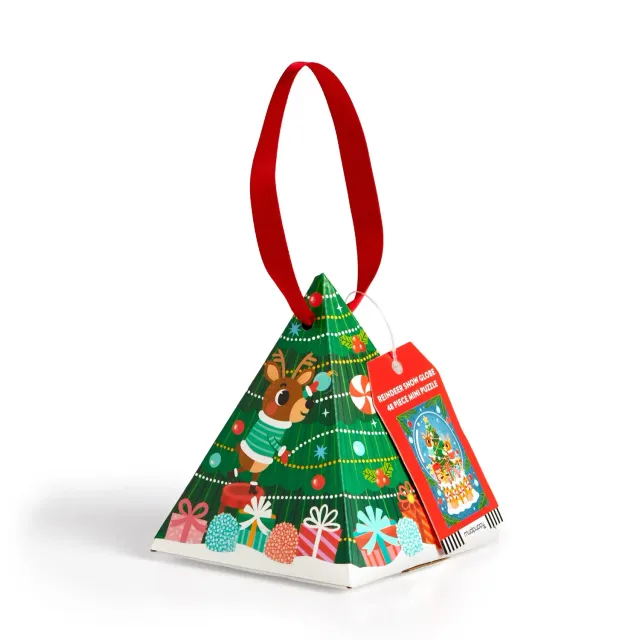 Mudpuppy Reindeer Snow Globe ornament puzzle 48 piese mini