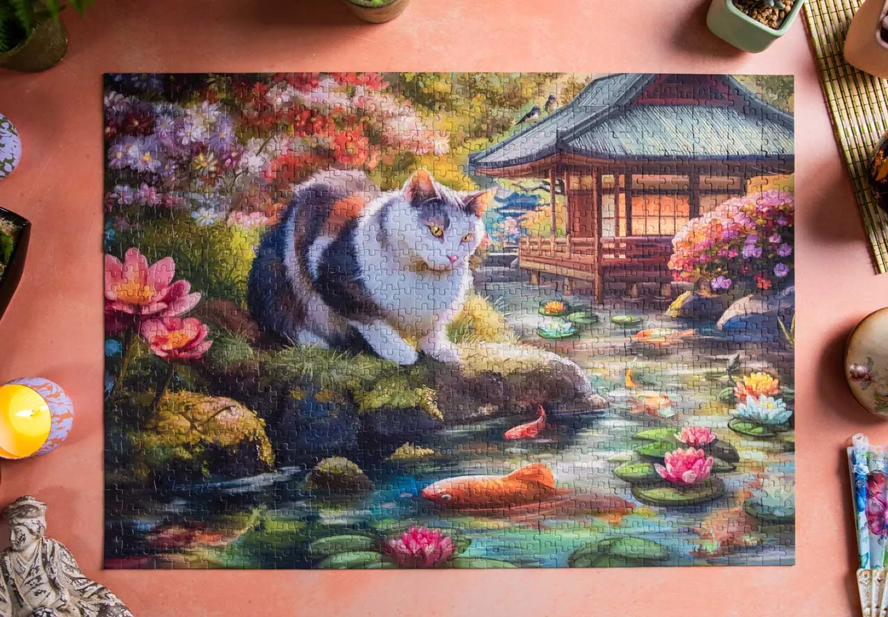 Mosaic Puzzles Traditions The Koi and the Kitty Encounter puzzle 1000 piese