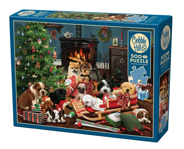 Cobble Hill Christmas Puppies puzzle 500 piese craciun
