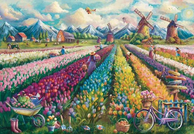 Mosaic Puzzles Blooming Tulip Fields puzzle 250 piese flori