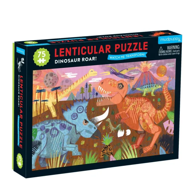 Mudpuppy Dinosaur Roar puzzle lenticular 75 piese