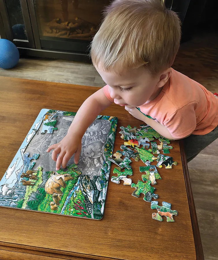 Cobble Hill Rocky Mountain Wildlife puzzle 35 piese cu tavita