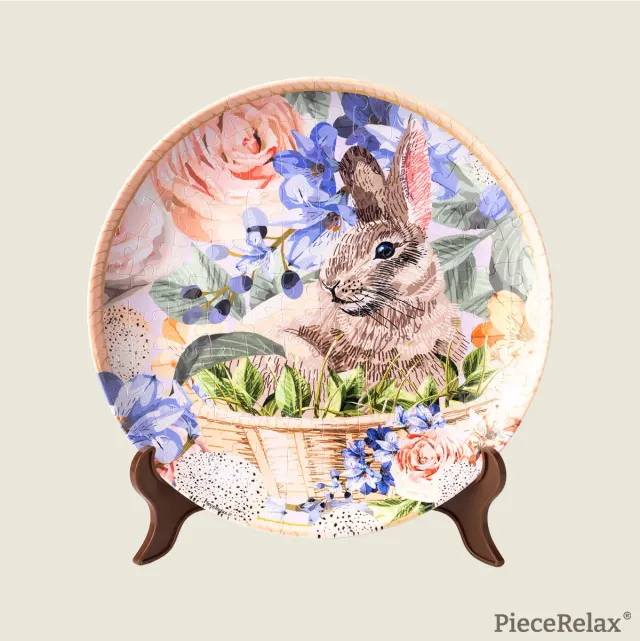 PieceRelax Puzzle Plate Easter Bunny Flowers PL1009 farfurie 3D Pasti