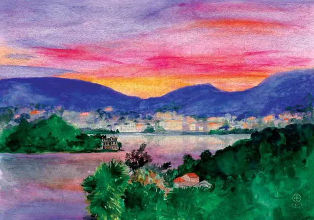 Mosaic Puzzles Golden Hour at Lake Como puzzle lemn 500 piese peisaj