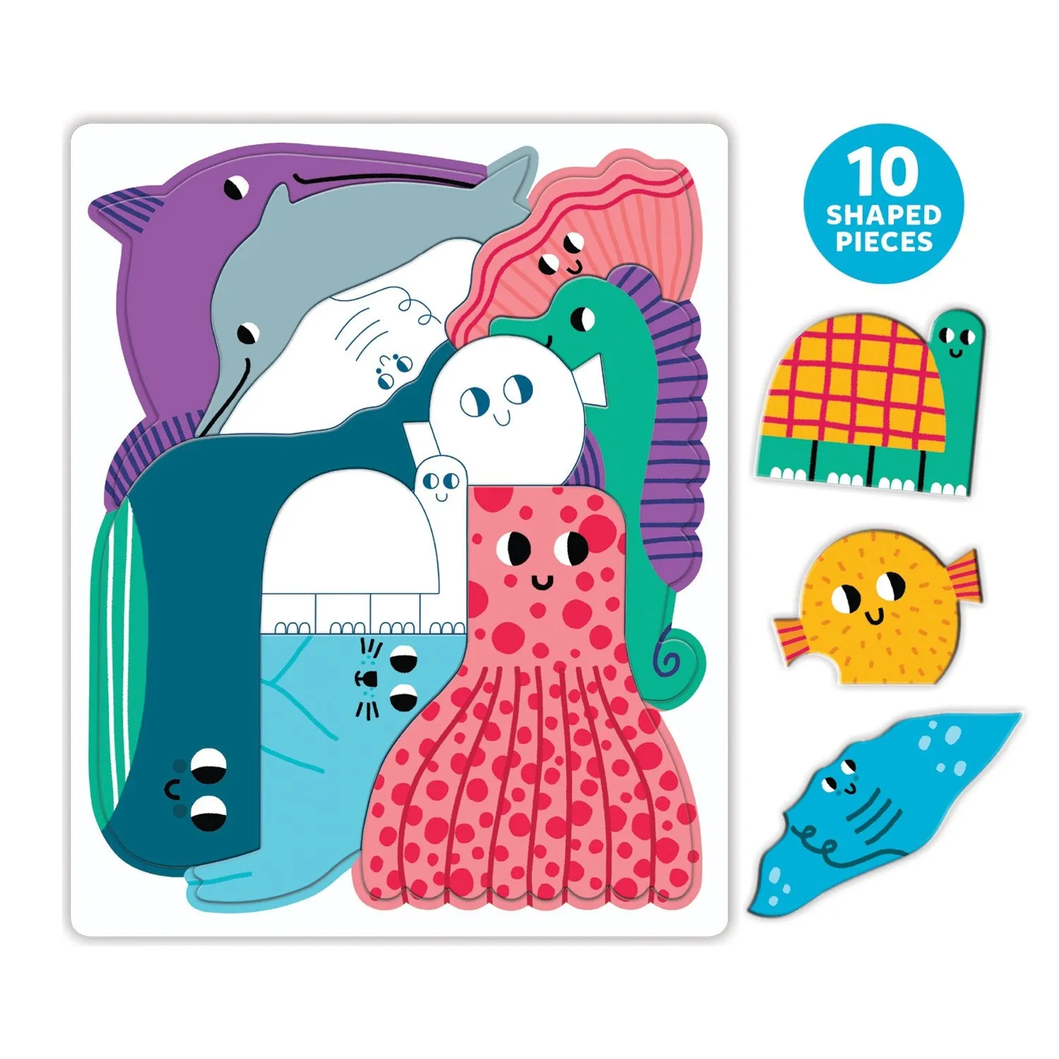 Mudpuppy Ocean puzzle tavita 10 piese animale