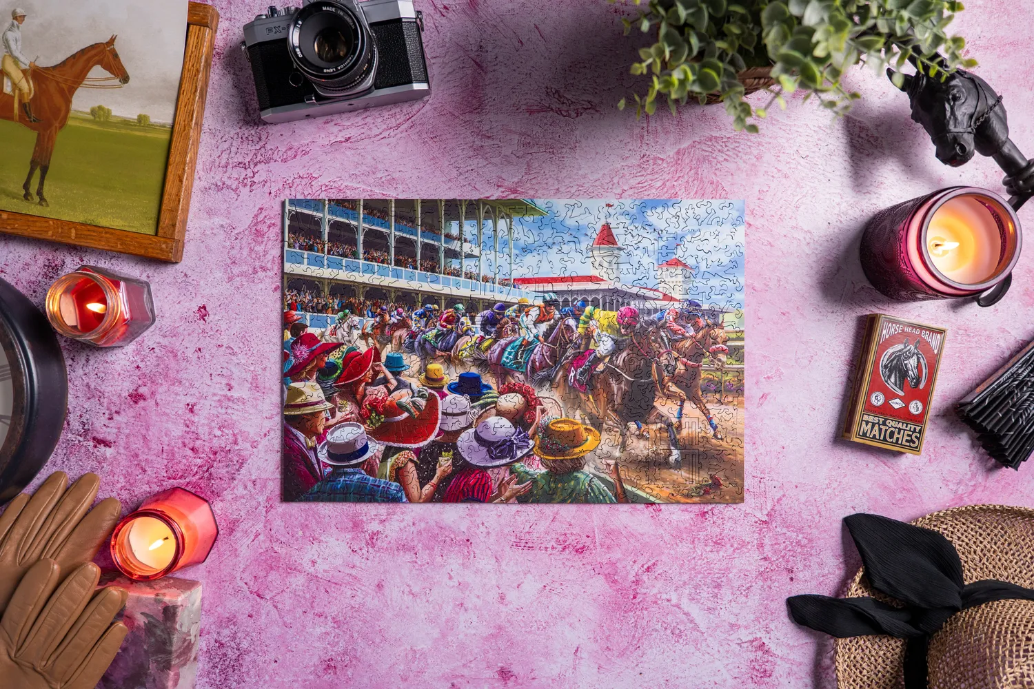 Mosaic Puzzles Derby Final Turn puzzle lemn 500 piese cai