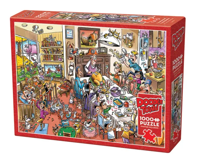 Cobble Hill DoodleTown Thanksgiving puzzle 1000 piese