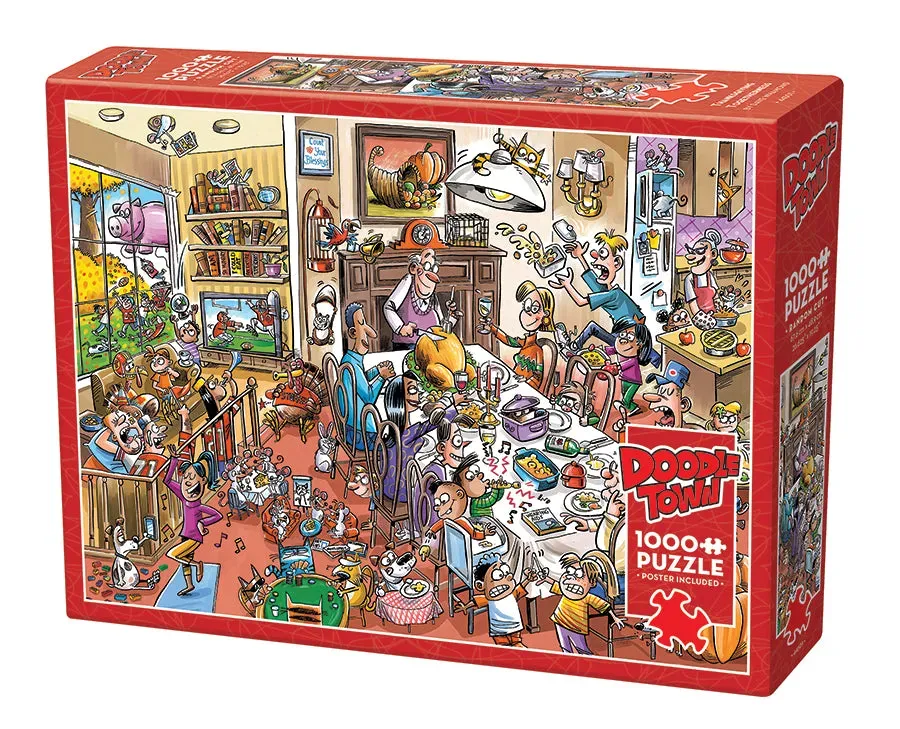 Cobble Hill DoodleTown Thanksgiving puzzle 1000 piese