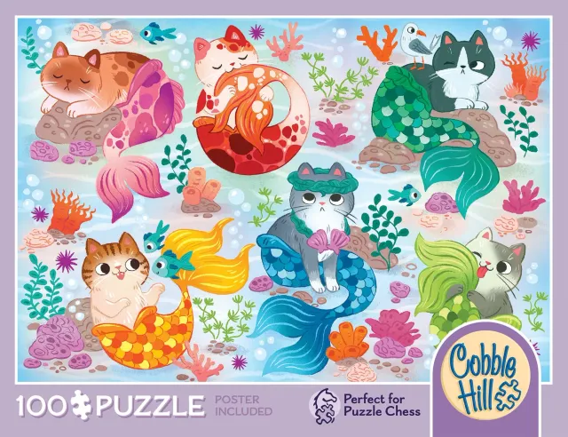 Cobble Hill Mercats puzzle 100 piese pisici sirenă