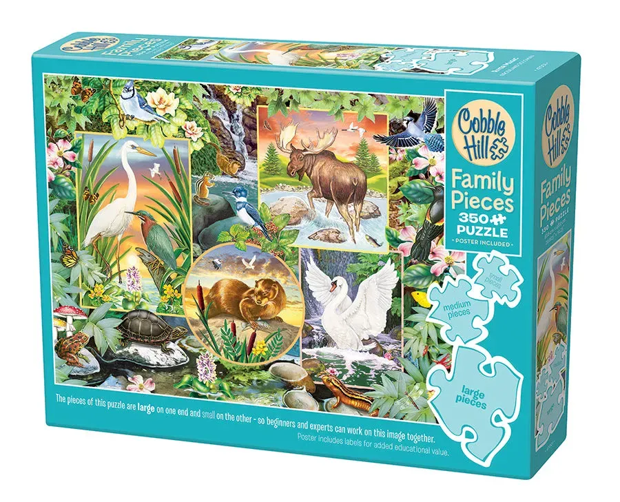 Cobble Hill Family River Magic puzzle 350 piese animale