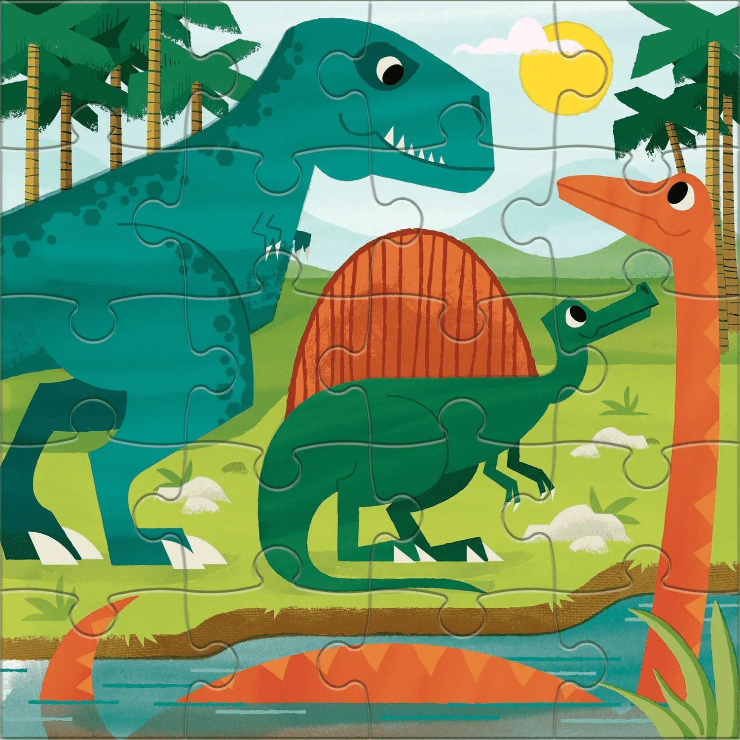 Mudpuppy Mighty Dinosaurs puzzle magnetic 2x20 piese