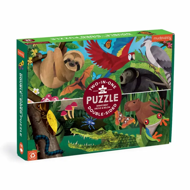 Mudpuppy Rainforest Above Below puzzle 100 piese față-verso
