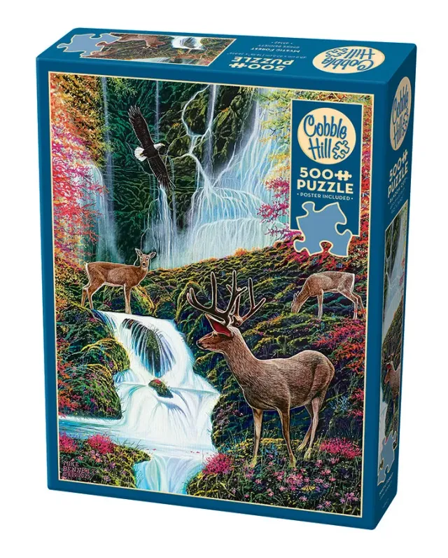 Cobble Hill Mystic Forest puzzle 500 piese cerbi cascada