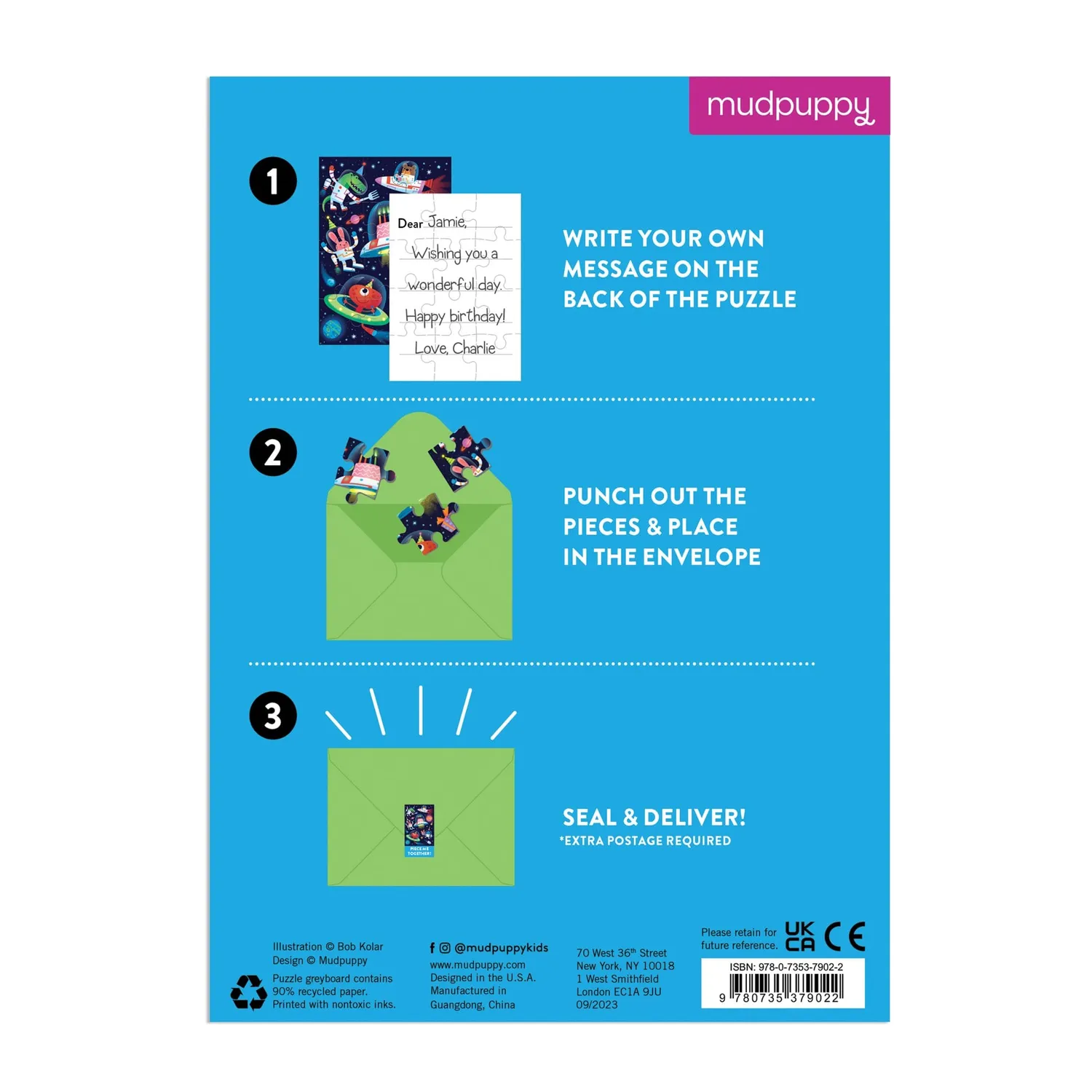 Mudpuppy Cosmic Party puzzle felicitare 12 piese spatiu