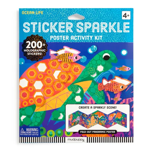 Mudpuppy Ocean Life poster cu stickere 200 sclipici
