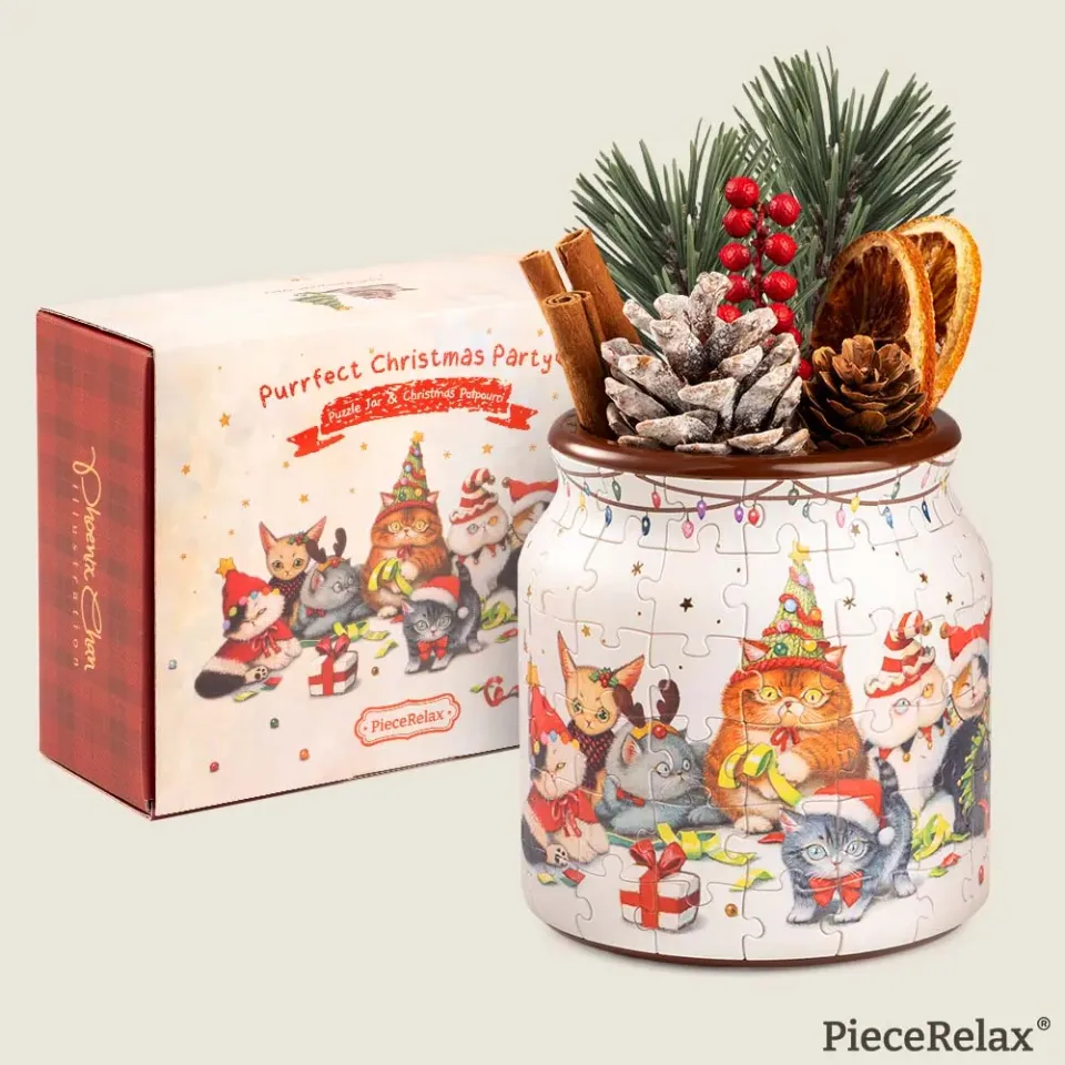 PieceRelax Purrfect Christmas Party BB1052 puzzle borcan craciun