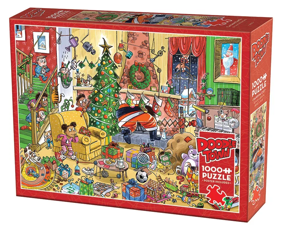 Cobble Hill DoodleTown Catching Santa puzzle 1000 Craciun