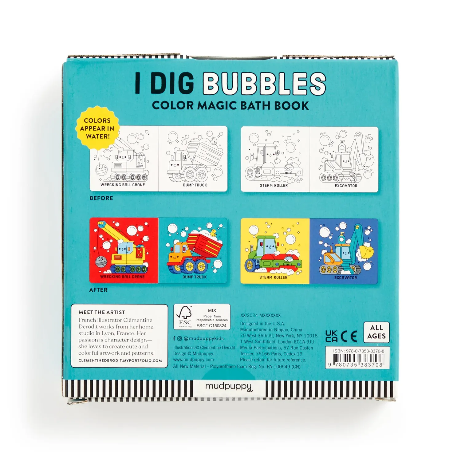 Mudpuppy Color Magic carte de baie I Dig Bubbles 6 pagini