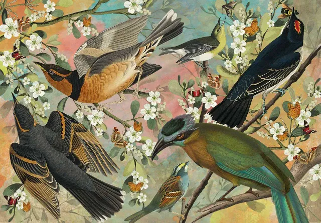Mosaic Puzzles The Painted Aviary puzzle lemn 1000 piese pasari