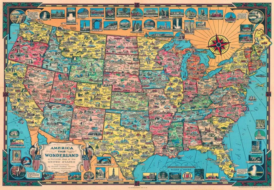 Mosaic Puzzles Map of America Wonderland puzzle lemn 100 piese harta