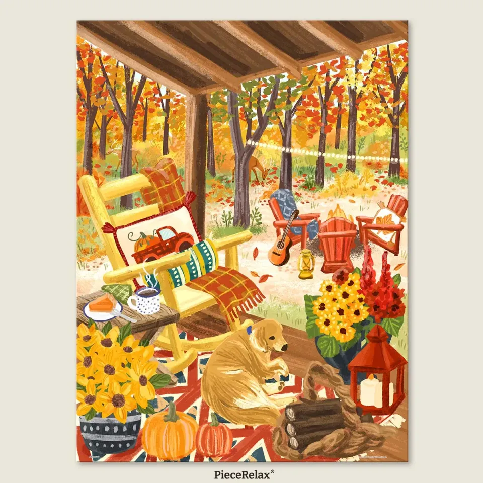 PieceRelax PieceClicks Fall Porch U1094 puzzle 1008 piese toamna