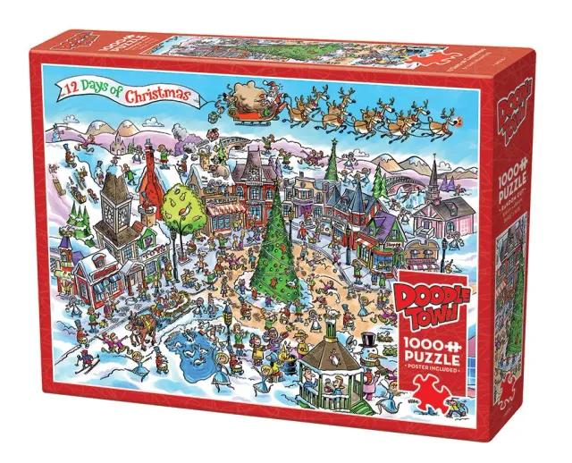 Cobble Hill DoodleTown 12 Days of Christmas puzzle 1000 piese