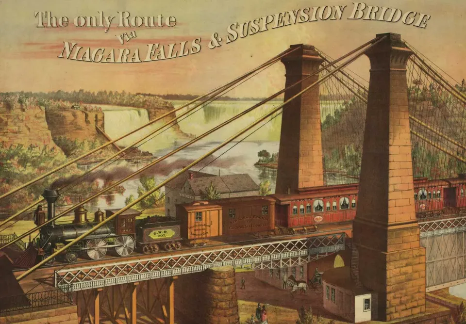 Mosaic Puzzles Niagara Railway Suspension Bridge puzzle lemn 500 piese tren