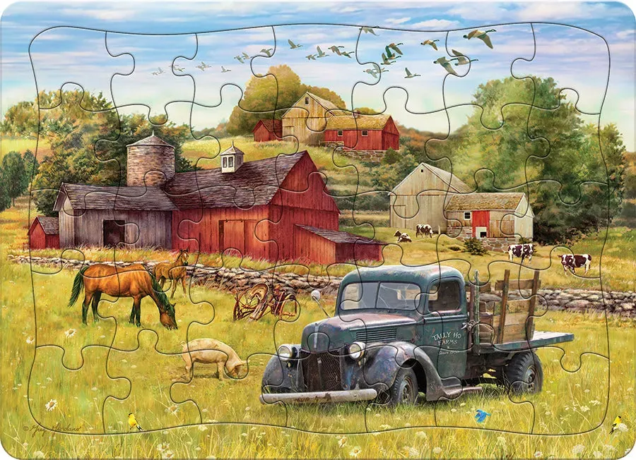 Cobble Hill Blue Truck Farm puzzle tavă 35 piese