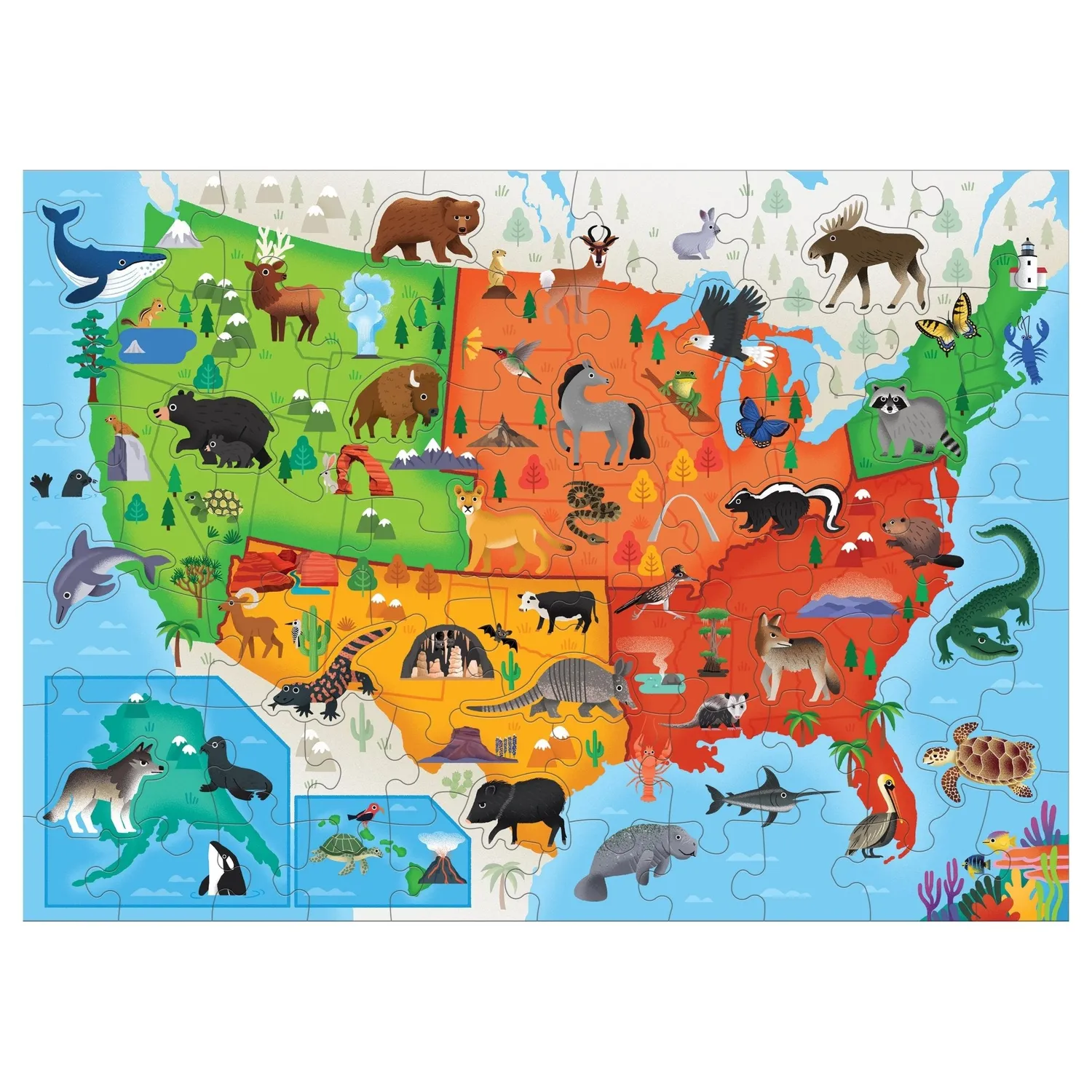 Mudpuppy Little Park Ranger puzzle 70 piese harta SUA 59x42 cm