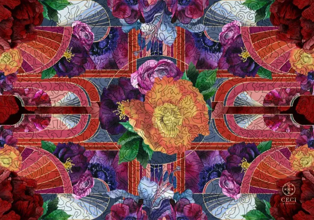 Mosaic Puzzles Deco Poppy puzzle lemn 500 piese floral