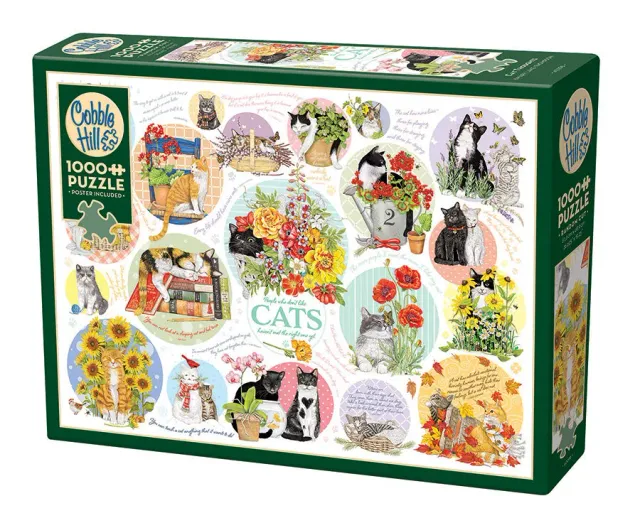 Cobble Hill Cat Thoughts puzzle 1000 piese colorat