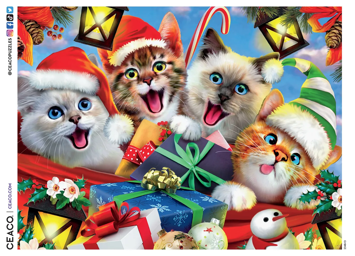 Ceaco Christmas Selfies Holiday Cat puzzle 500 piese