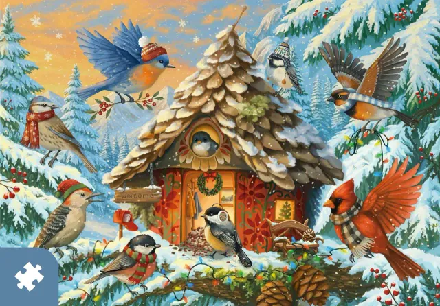 Mosaic Puzzles Traditions A Cozy Winter's Nest puzzle 1000 piese iarna