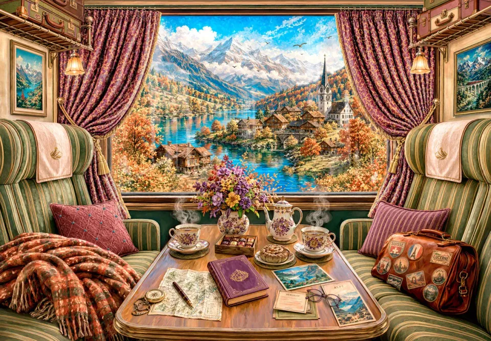 Mosaic Puzzles Grand Alpine Journey puzzle lemn 500 piese munte