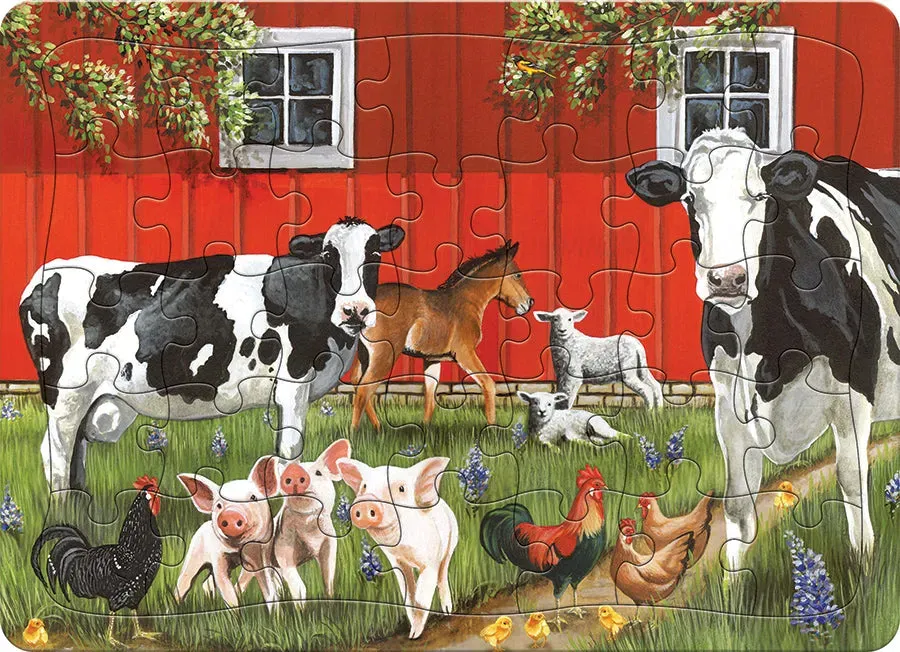 Cobble Hill Red Barn Farm puzzle tavă 35 piese fermă