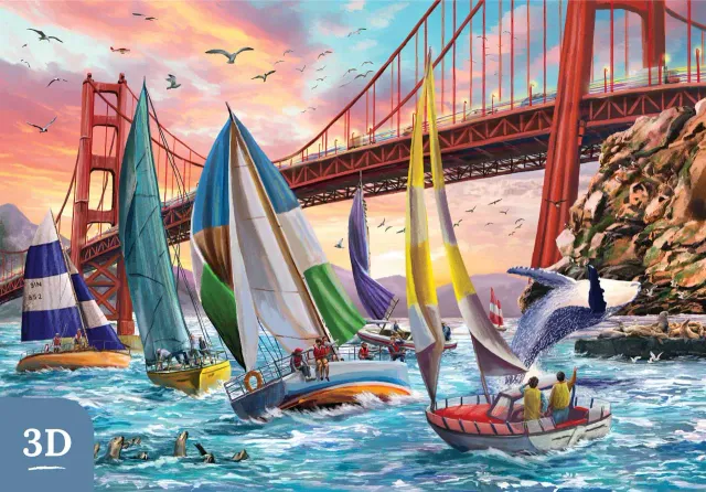 Mosaic Puzzles Golden Gate Regatta puzzle lemn 1000 piese 3D