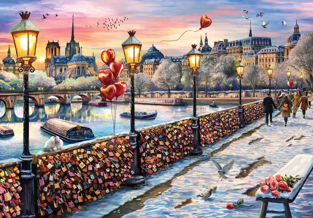 Mosaic Puzzles Lovers Bridge Paris puzzle lemn 50 piese inimi
