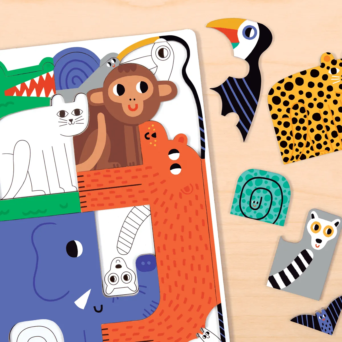 Mudpuppy Jungle We Go Together puzzle 10 piese tavita