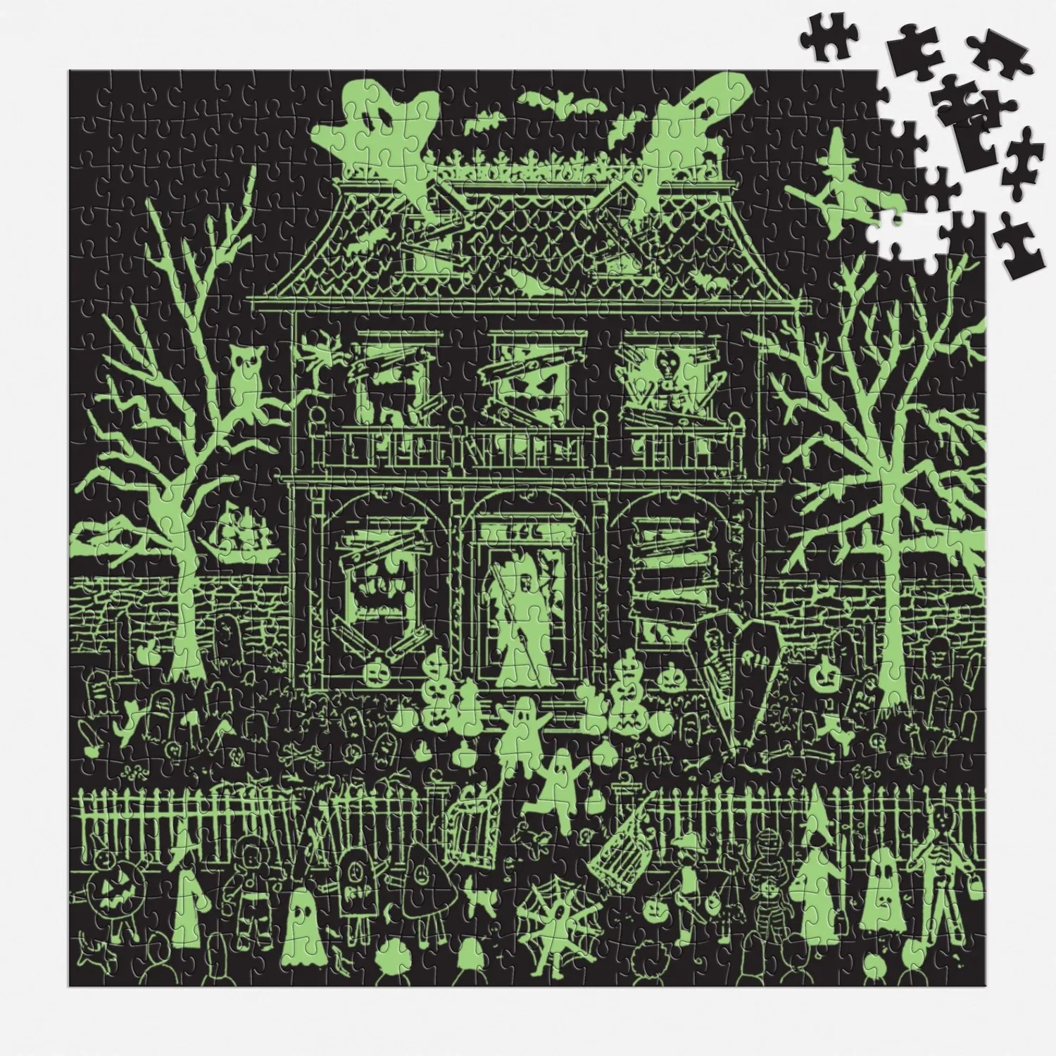 Mudpuppy Michael Storrings Haunted House puzzle 500 fosforescent