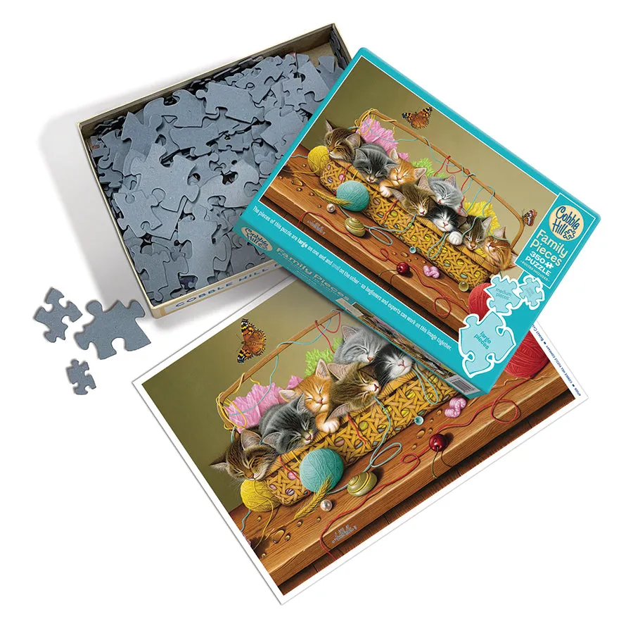 Cobble Hill Family Pieces Basket Case puzzle 350 piese pisici