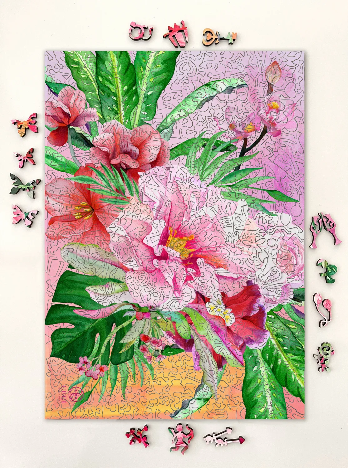 Mosaic Puzzles Hibiscus Sunset puzzle lemn 1000 piese flori