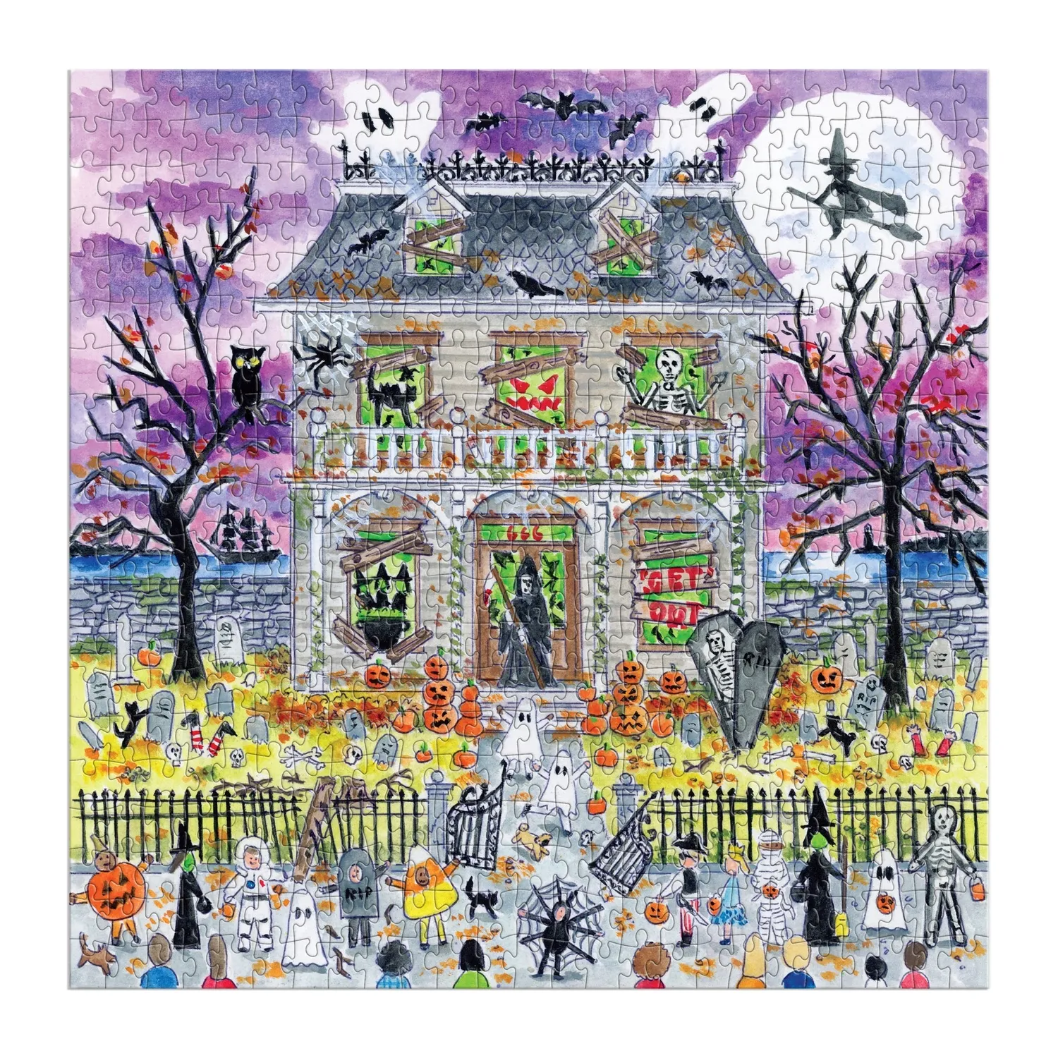 Mudpuppy Michael Storrings Haunted House puzzle 500 fosforescent